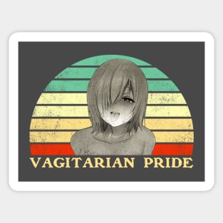 Vagitarian Pride - Lesbian Anime Pun - Retro Sunset Sticker